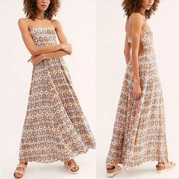 Free People Dresses & Skirts - Free People Milana Maxi Dress in boho orange blue ikat